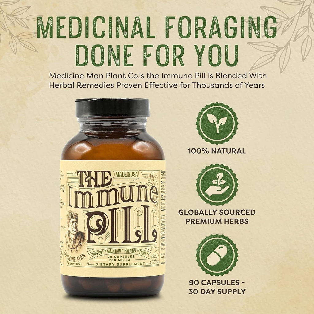 免疫ピル90カプセル - 免疫システムサポートw /ビタミンC、エルダーベリーフルーツ、プルネラVulgaris、Echinea&コルディセプキノコカプセル - 免疫システムブースター/免疫ブースター大人&キッズ