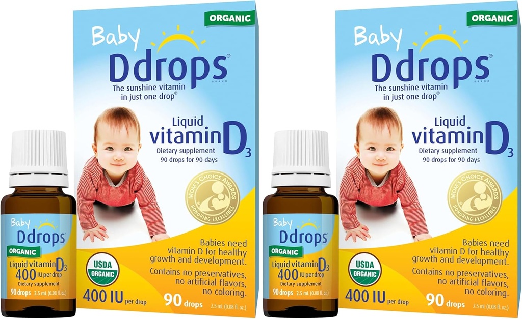 Ddrops 1072834 400 IU Liquid Vitamin D3 Drops for Babies, 0.08 Fl. Oz (Pack of 4)
