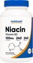 Nutricost Niacin (ビタミンB3) 100mg、240カプセル - フラッシュ、非GMO、グルテンフリー