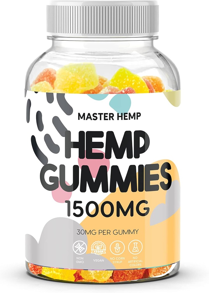 Hemp Gummies Organic Hemp Oil Extract Gummy Advanced Extra Strength Supplement for Adults - Nature's Leaf Fruite Flavor Low Sugar Made in USA