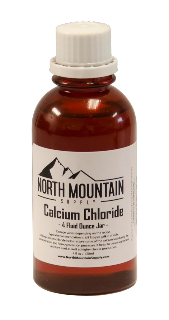 North Mountain Supply Liquid Calcium Chloride - Add to Pasteurized Milk for Higher Cheese Production - 4 Fluid Ounces - Made in Italy!