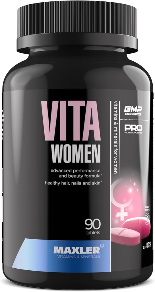 女性のためのMaxler VitaWomen Premium Multivitamin - 女性のためのサプリメント - 髪の皮膚と爪のビタミンA B C D E K、Omega-3、Biotin、抗酸化剤、酵素 - 90錠