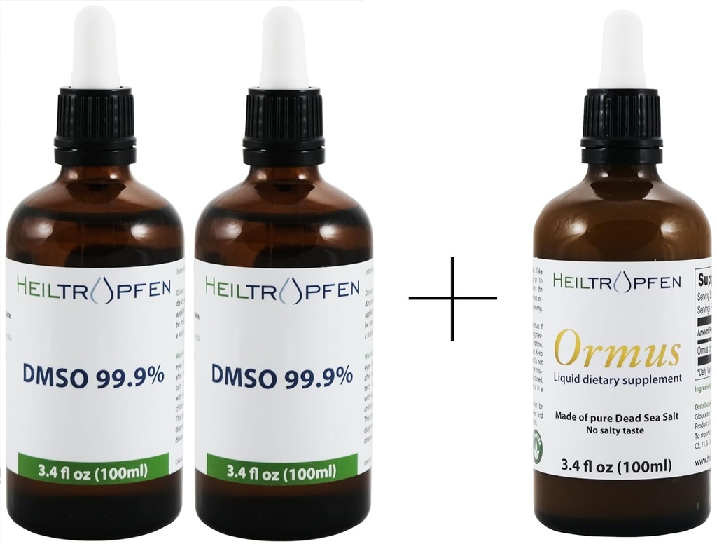バンドル/セット 2X DMSO 99.9% 3.4 oz + Ormus 3.4 Fl Oz 濃縮オーム | Heiltropfen®
