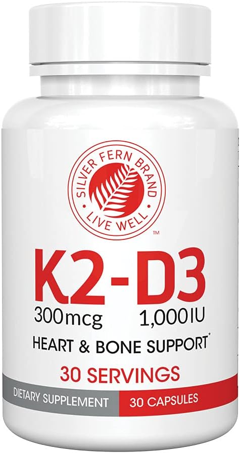 シルバーフェーンビタミンK2-D3サプリメントブランド - ナチュラル、非合成 - K2-7としてMenaquinone-7(MK-7) - D3はコレカルシフェロールとして - 骨、ハート&エネルギーサポート(2ボトル - 60カプセル - 60のサービング)