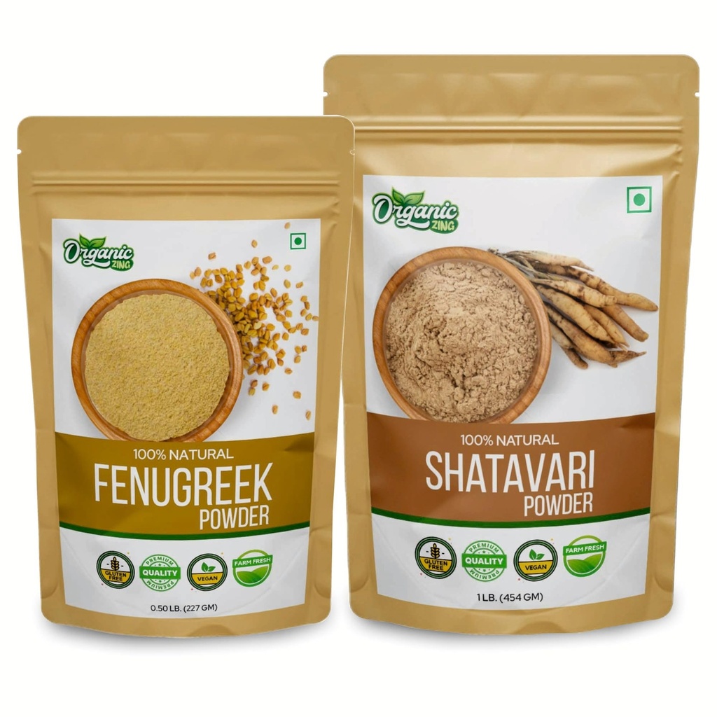 ORGANIC ZINGのShatavari- 454g及びFenugreekの粉- 227g