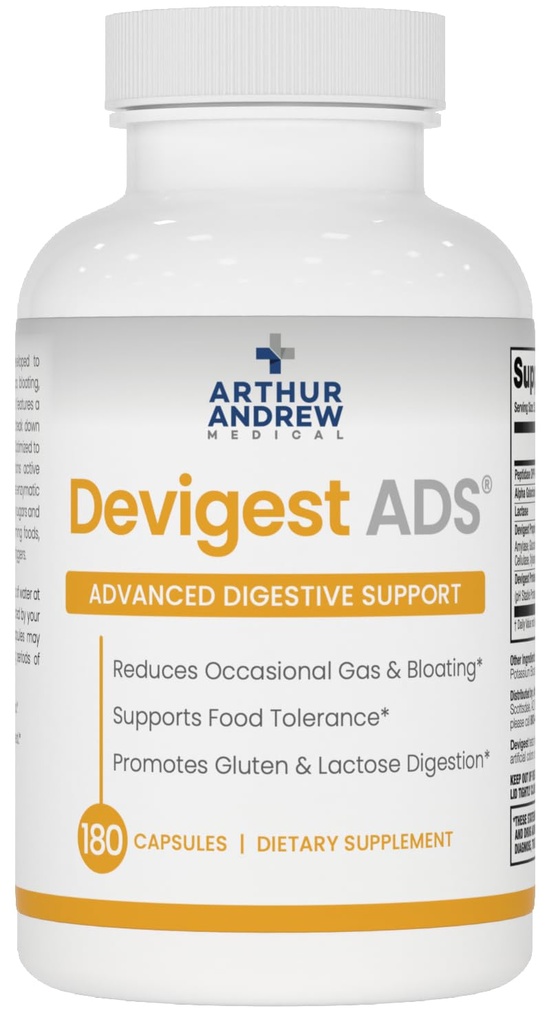 アーサー・アンドリュー・メディカル - Devigest ADS、高度な消化器系サポート、Lactose IntoleranceとCasein Sensitivities、ビーガン、非GMO、180カプセルの救済
