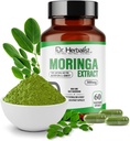 Dr. Herbalist Moringa Oleifera Extract 300mg – 60ビーガンカプセル | 10:1 (3,000mg未加工葉Eq) | 最大強度スーパーフードサプリメント