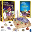 NATIONAL GEOGRAPHICメガジェムストーンディグキット - 子供のための15の本物の宝石とクリスタル、サイエンスキット、宝石ディギングキット、少女と少年のためのギフト、マイニングキット、ロックコレクションを掘り下げる