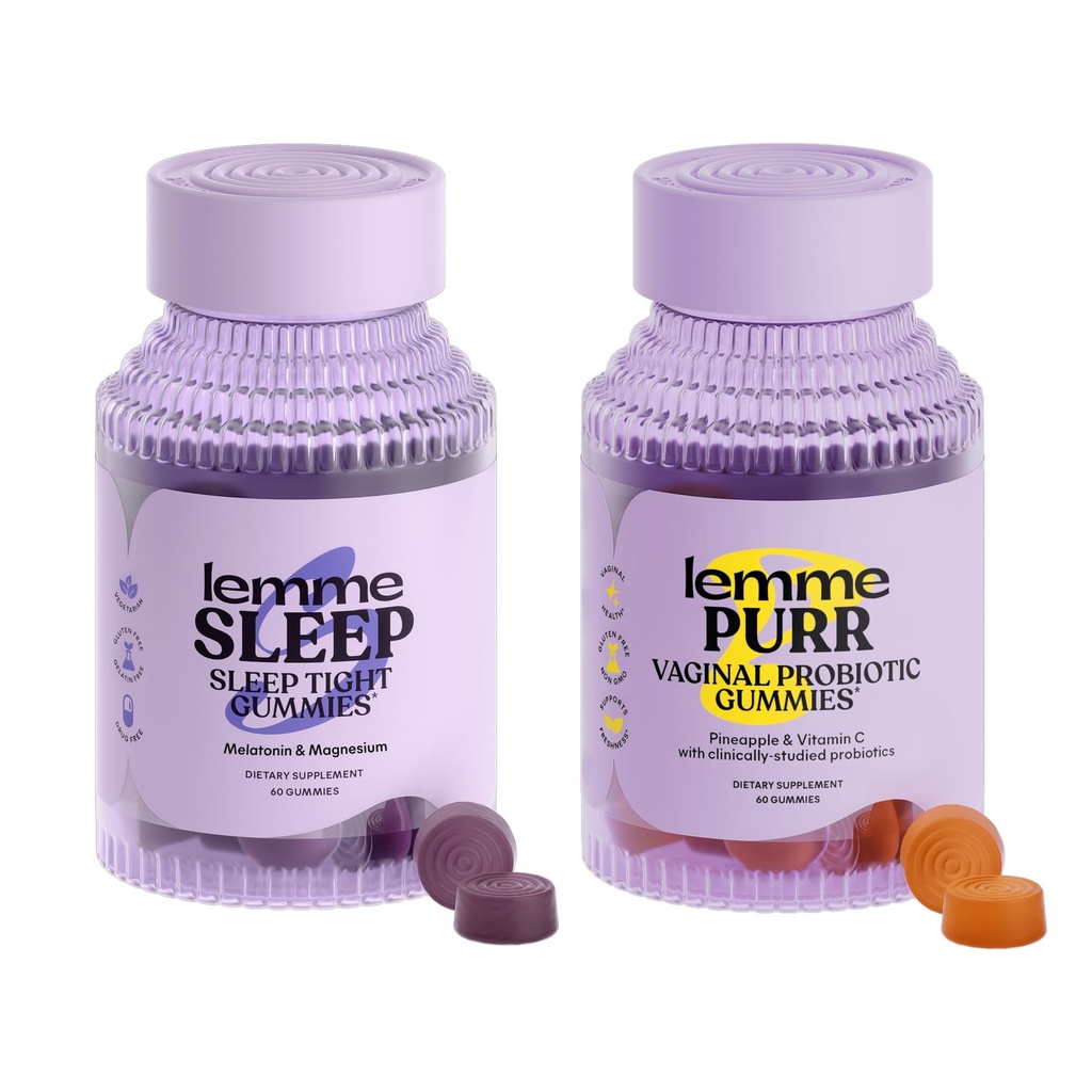 Lemme Sleep & Purr Bundle - スリープ・グミー、ドラッグ・フリー・ナイトタイム・エイド&Purr Vaginal Probiotic Gummies for Women - グルテンフリー、ゼラチン・フリー、非GMO - 60 カウント 各