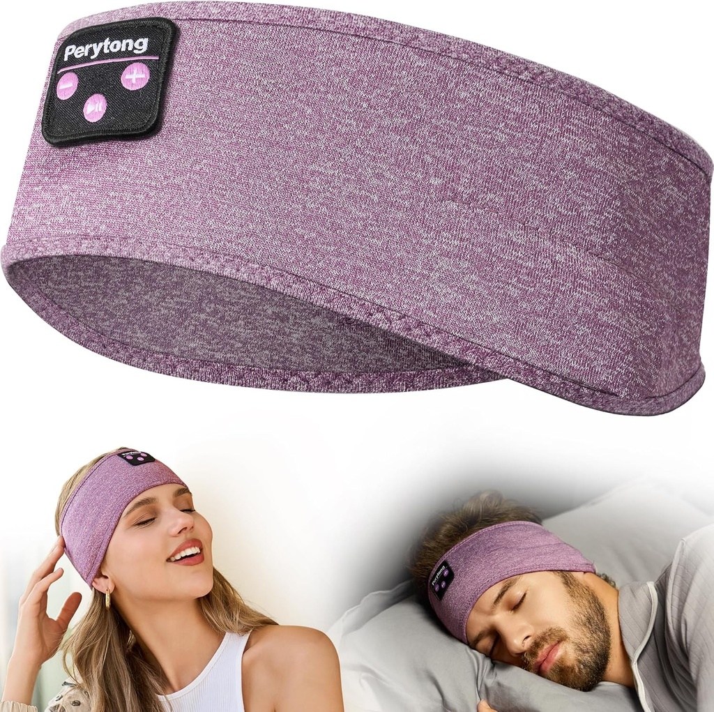 サイドスリーパー、ワークアウト、ランニング、不眠症、旅行、ヨガのためのワイヤレス睡眠イヤホン付きPerytong Bluetoothヘッドバンド