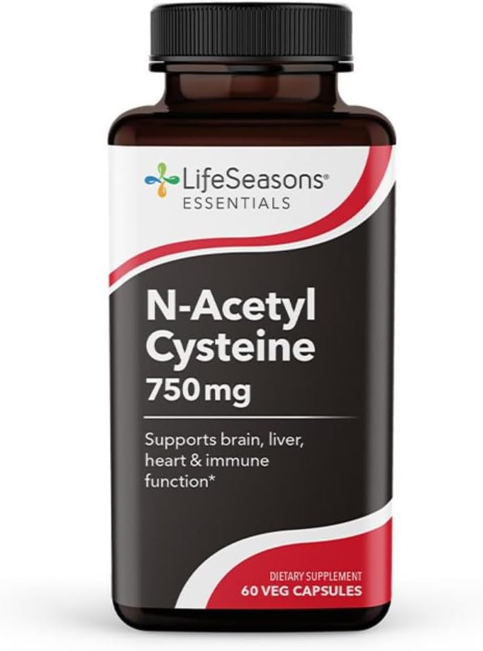 ライフシーズン エッセンシャル N-アセチル Cysteine (NAC) - 脳、肝臓、心臓、免疫機能をサポート - 解毒サプリメント - 免疫と腎臓の健康をブースト - 60カプセル