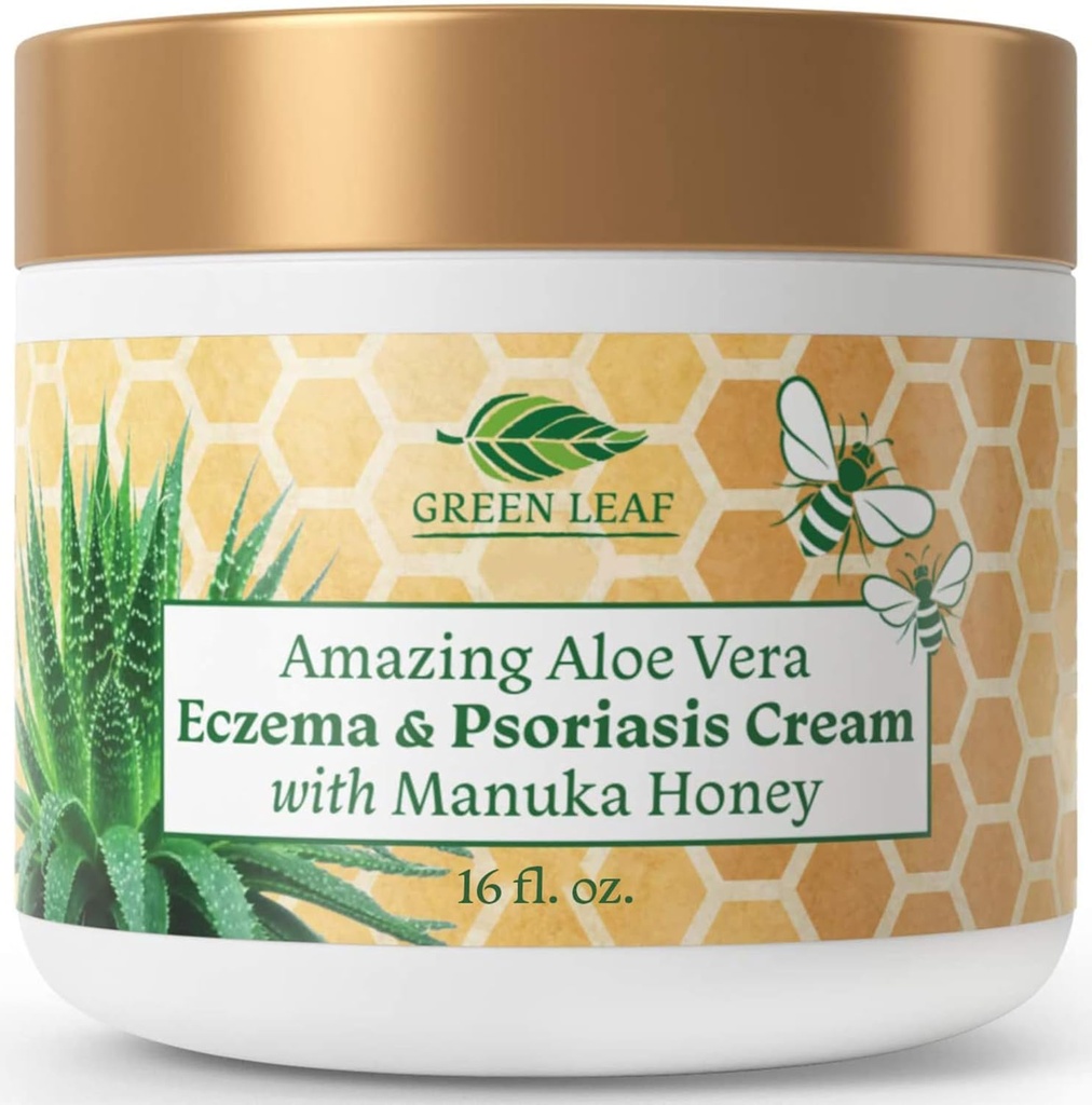 乾癬救済のためのマヌカハニーEczemaクリーム保湿ローション - かゆみ、乾燥肌の発疹軟膏 -皮膚の消毒保湿剤ベビーキッズ&大人高強度ボディ&フェイスクリーム16oz