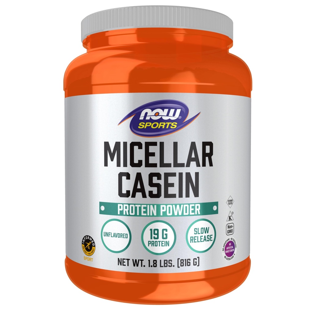 NOW Foods Sports Nutrition、Micellar Casein 19 g、Slow Release、Unflavored Powder、1.8ポンド