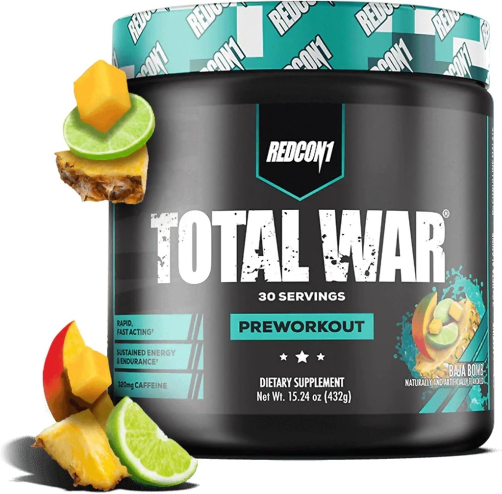REDCON1 Total War Pre Workout、Baja Bomb - Beta Alanine + Citrulline Malate Keto フレンドリー プレワークアウト for Men & Women with 320mg of Caffeine - Fast Acting (30 サービング)