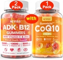 NEVISS 2パックビタミンADKとB12ガミー+ 1パックCoQ10-250mg充填ガミー