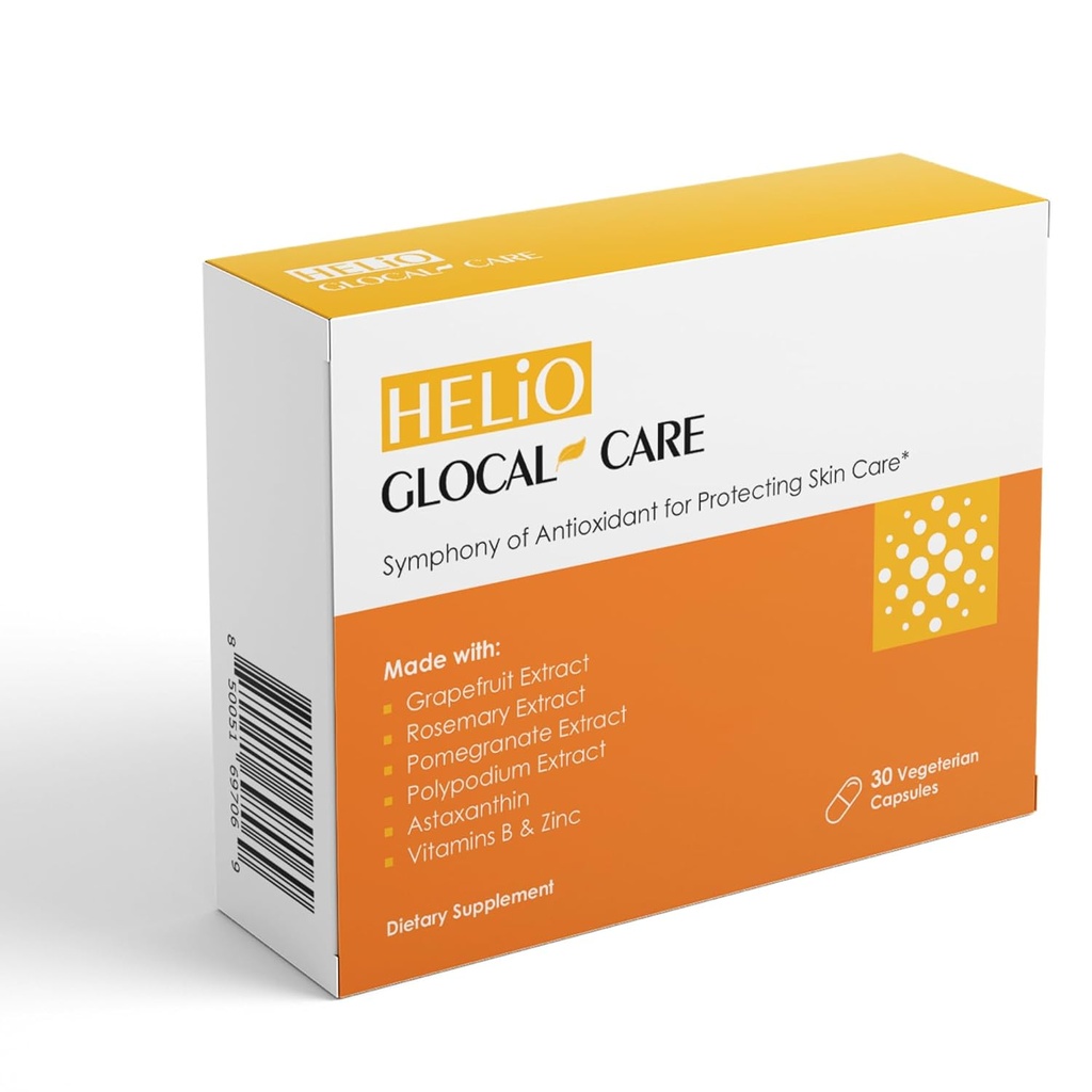 GlocalCare Helio - ポリポジウム、Nutroxsun、アスタキサン&ザクロエキス - 撮影と酸化ストレスを戦う - (30カプセル)
