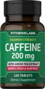 フィットネスラボカフェインピル | 200mg | 120錠 | グリーンティーエキス配合 | 最大強度サプリメント | ベジタリアン・非GMO・グルテンフリー