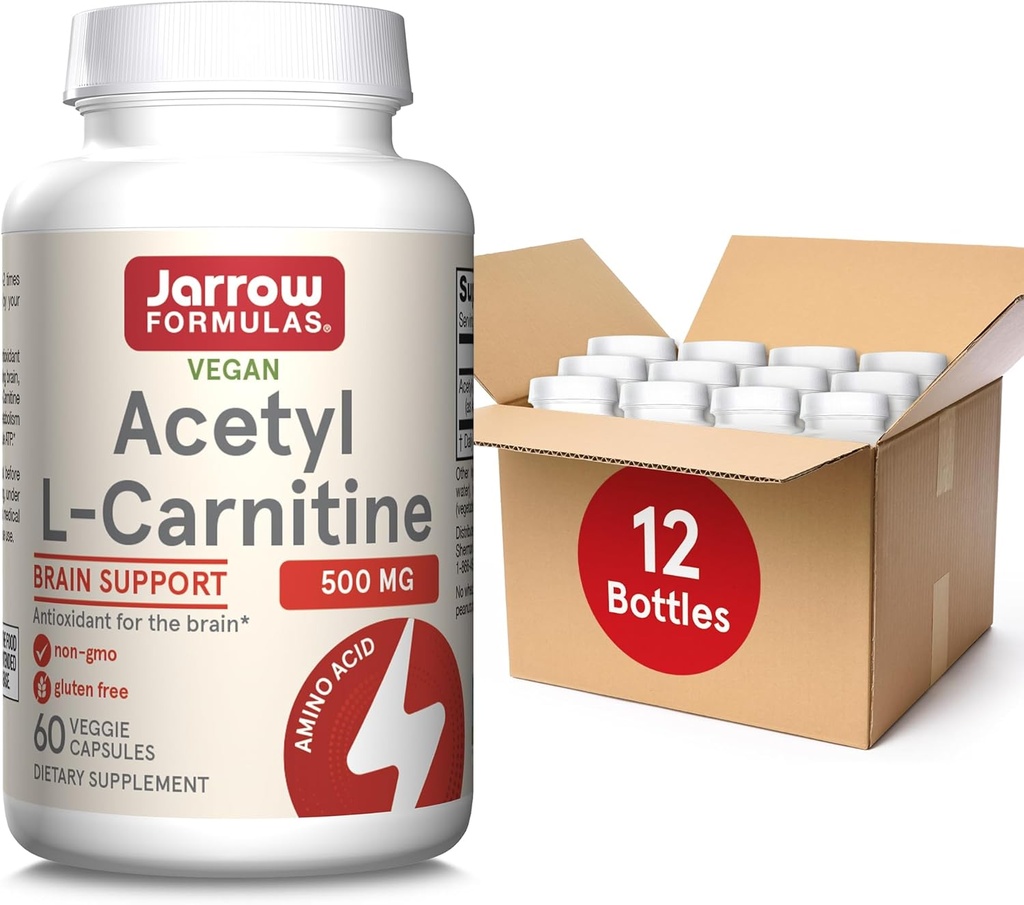 Jarrowの方式 アセチルL-カルニチン500のmg、食事療法の補足、脳の健康および酸化防止剤、60のベジギーのカプセル、60日の供給(12のパック)のためのアミノ酸 サポート