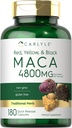 Carlyle Maca Root Capsules for Women & Men | 4800 mg | 180 Count | High Potency Extract | Non-GMO & Gluten Free Supplement