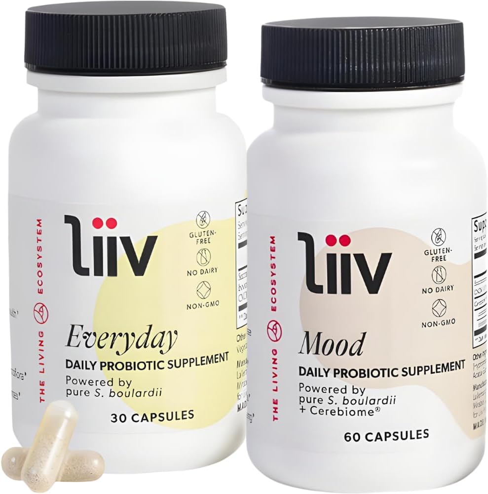 LiiV Mood Boosting Probiotic & Premiumの毎日プロバイオティックバンドル、全身のウェルネス、消化器及び免疫サポート