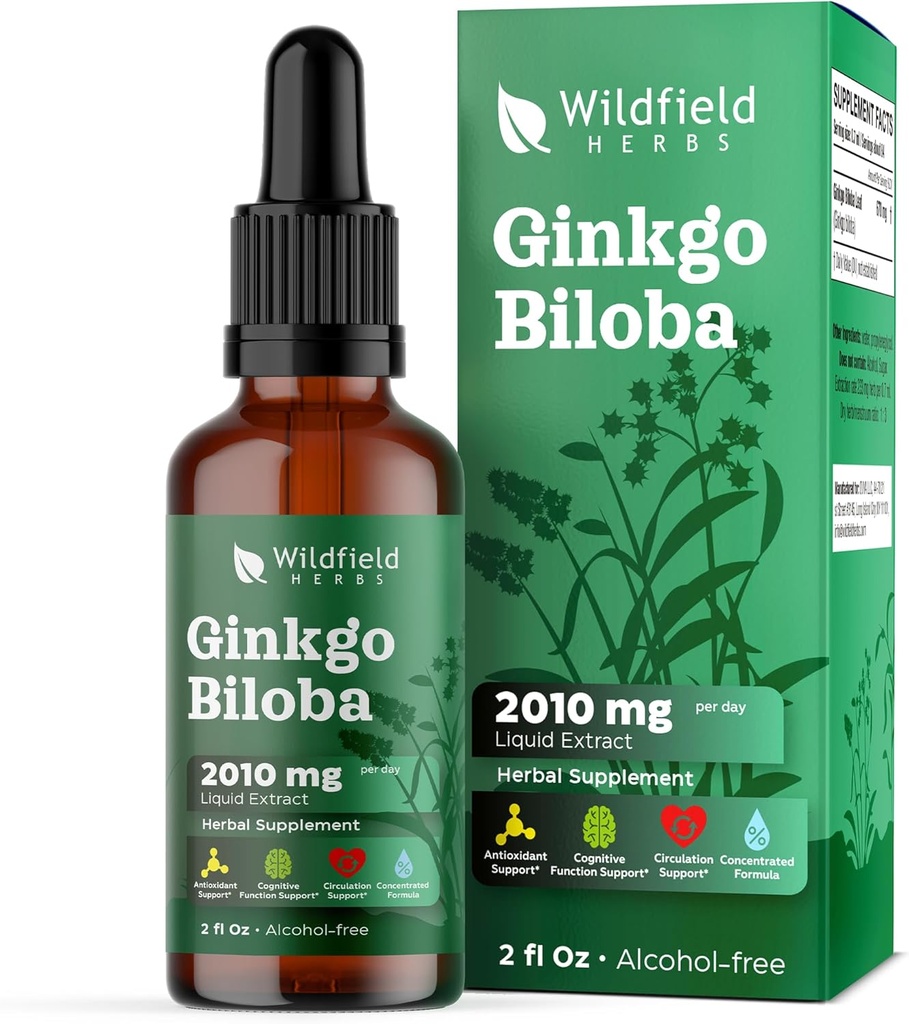 GinkgoのBilobaのエキスの低下の液体2000mg (Ginkgoのbiloba L.)の草の補足はカプセル、1か月の供給、84のサービング、アルコールなしのチンブ - 2 Oz、1のパックよりよく吸収します