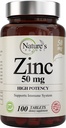 亜鉛50mg [高い効力]の補足-自然な亜鉛(酸化物/硝酸塩)からの免疫サポート システム100のタブレットは、性質のPotentによってなされます。