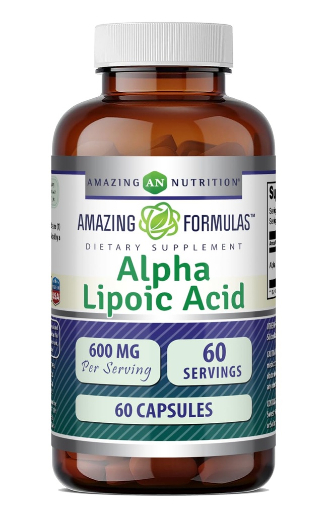 アメージングフォーミュラアルファリポ酸 | サービングサプリメントごとの600 Mg | カプセル | ノンGMO | グルテンフリー | 米国製(1パック | 60カウント)