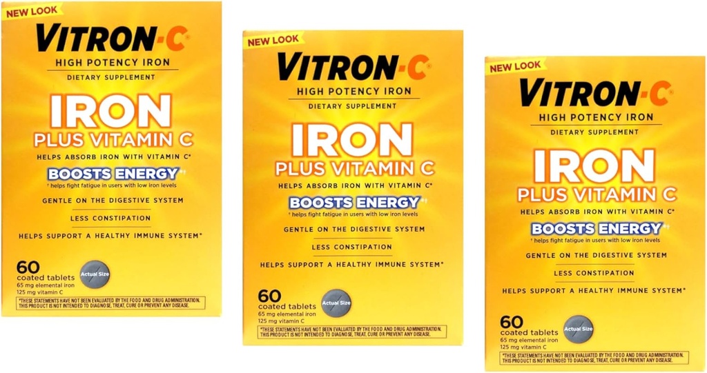 Vitron-C ビタミンC、限定量(180カウント合計)の高効力鉄サプリメント