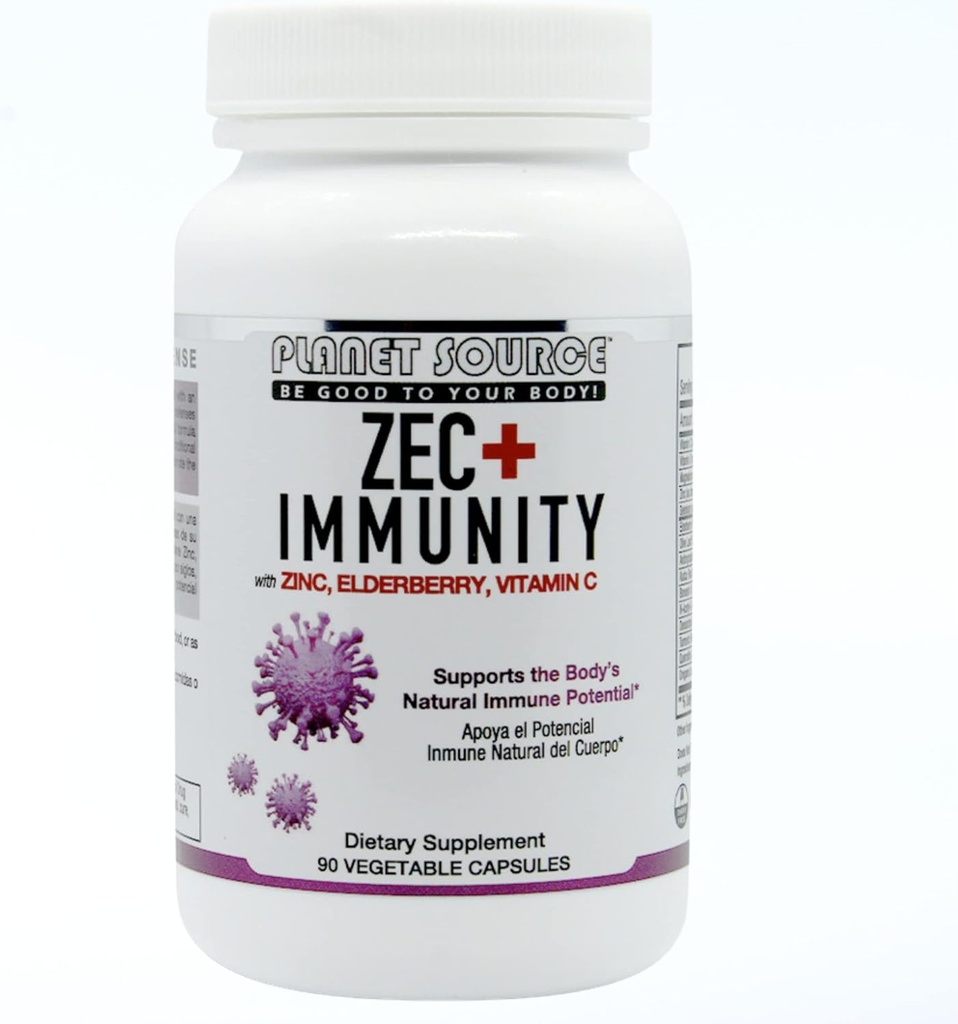 ZEC+ Immunity - Adult Vitamins with Zinc, Elderberry, and Vitamin C - Natural Elderberry Immune Support Supplement for Healthy Living - 90 Count Veggie Capsules