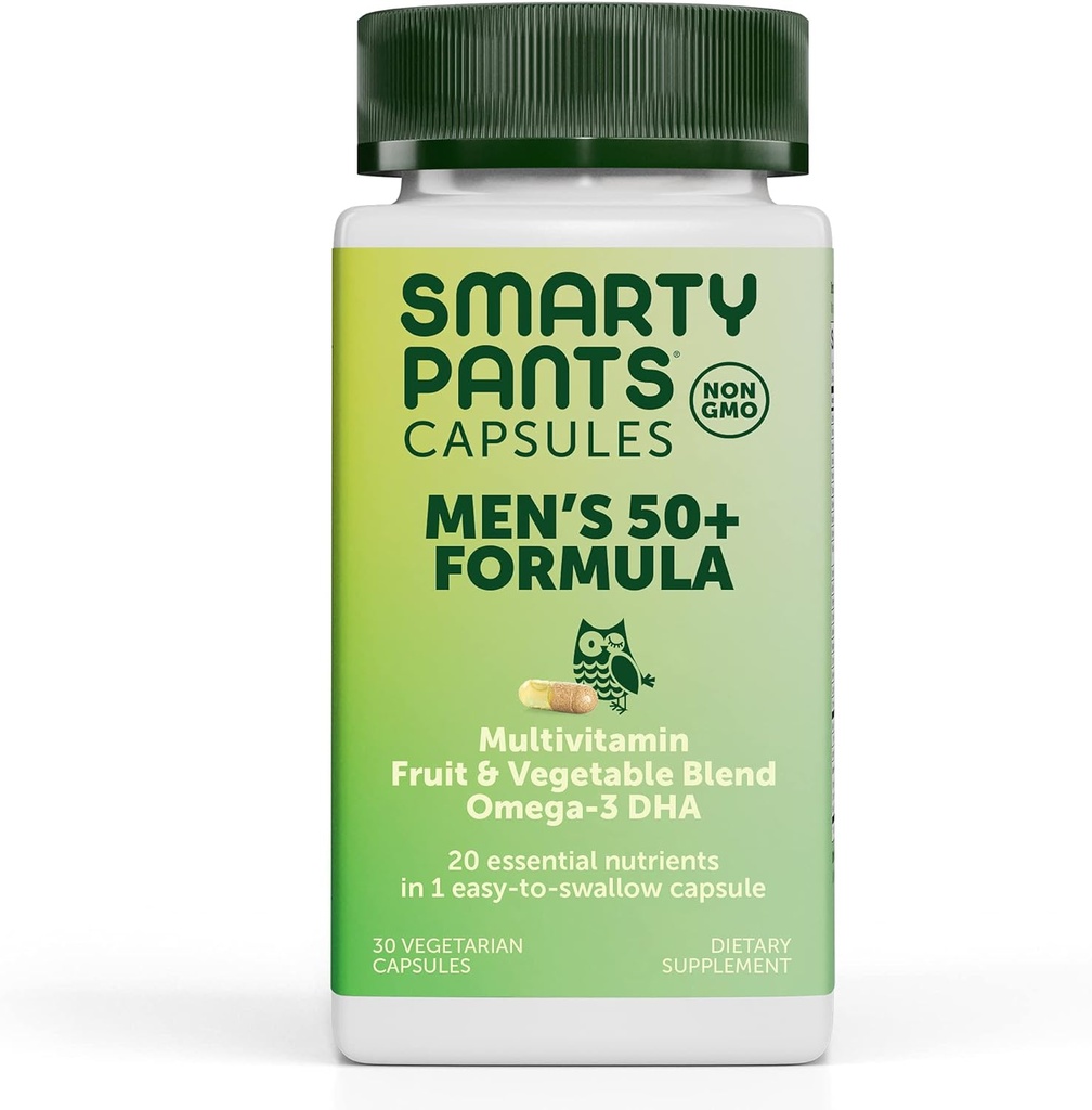 男性の50 +のためのSmartyPantsのMultivitamin:Omega-3 DHA、免疫のための亜鉛、ビタミンD3、C、B6、B12、目のためのビタミンA、葉酸塩、Seleniumの1日、30カプセル、30日の供給