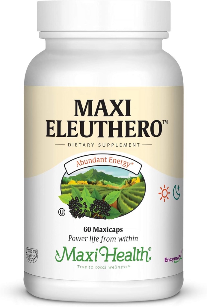 Maxi Health Eleuthero - 0.8% Eleutherosides - ストレスとエネルギーフォーミュラ - 60カプセル - Kosher(QSG)