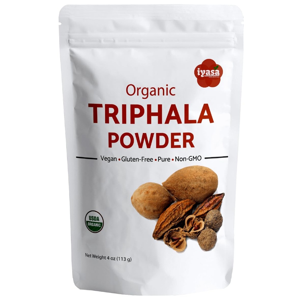 Iyasa Holisticsの有機性 Triphalaの粉、Ayurvedaのスーパーフード、自然なボディDetoxの腸の洗剤、Herbal Laxativeの4つのOunce 113グラム
