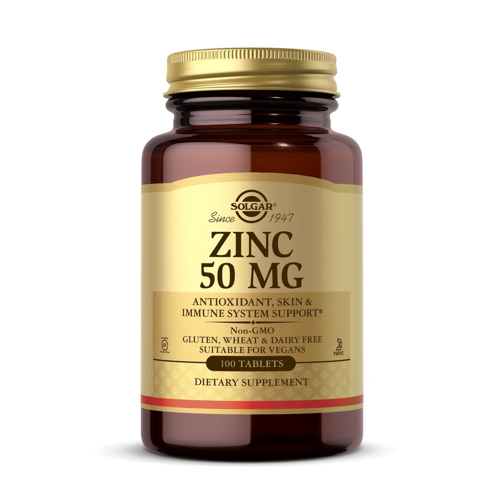 ソルガー亜鉛 50 mg, 100 錠 - 健康な肌のための亜鉛, 味 & ビジョン - 免疫システム & 抗酸化サポート - サポート 細胞の成長 & DNA フォーメーション - 非 GMO, ビーガン, グルテンフリーグルテン - 100 サービング