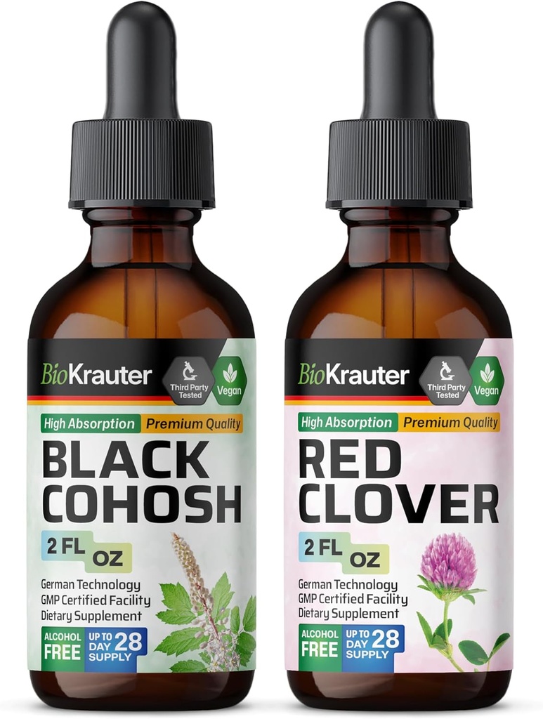 BIO KRAUTER ブラックコホッシュ Tincture 2 Fl. Oz. & Red Clover Tincture 2 Fl. Oz.