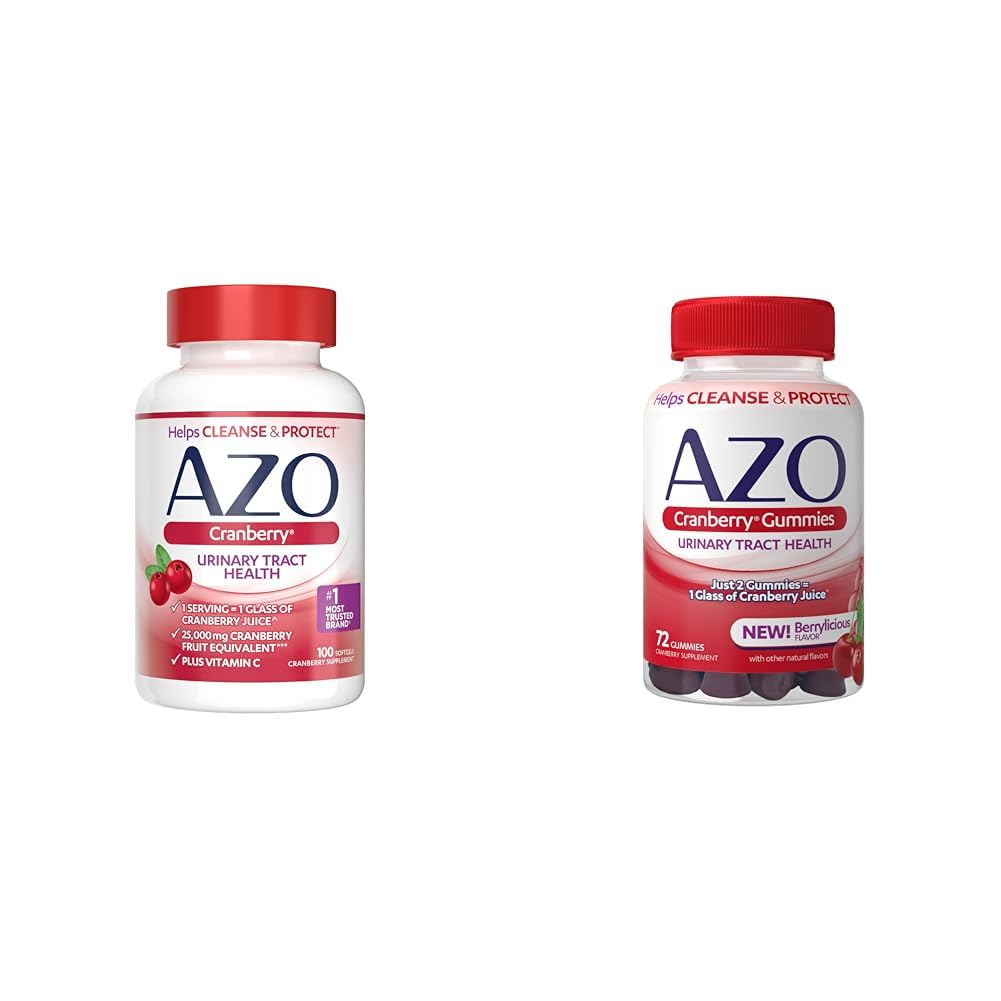 AZOクランベリーの尿路の健康の補足のSoftgels及びガミー、1つのSoftgel/Gummy = 1つのガラス クランベリー ジュース、砂糖は、非GMO、100のSoftgels及び72のガミー放します