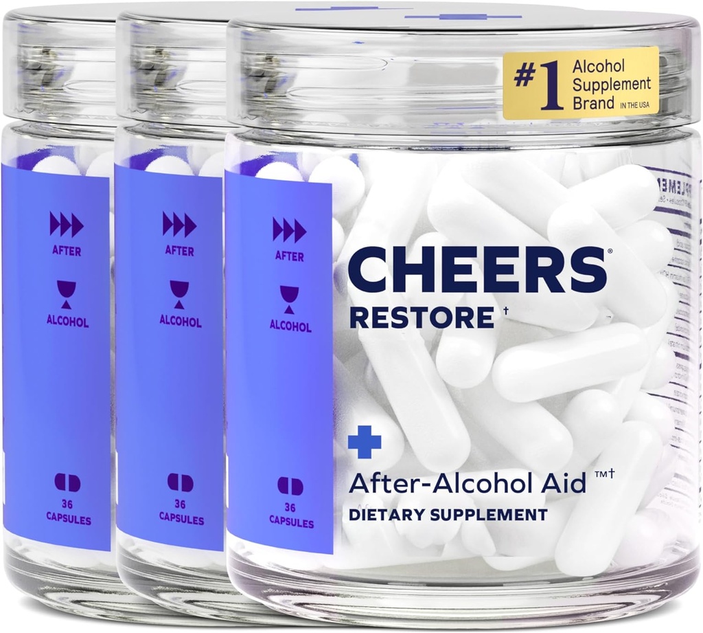 チェアーズ・リストア | DHM + L-Cysteineのサプリメント | 飲酒後よりよく感じて下さい & あなたの肝臓を支えて下さい | 36 点 | ジヒドロマイリテイン、 Cysteine、ミルクのアッスル、Prickly Pear、B ビタミン、ジンジャー