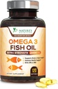 Omega 3 Fish Oil 2400 mg – Triple Strength EPA & DHA Fatty Acids for Heart, Brain & Joint Support – Wild-Caught, Burpless, Lemon Flavor Supplement – Natural, Non-GMO, Gluten-Free – 120 Softgels