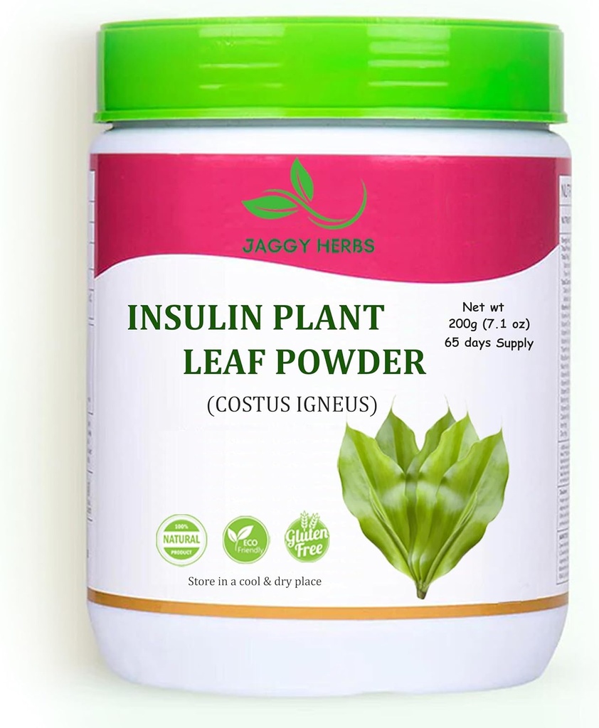 JAGGYのインシュリンの植物の葉の粉(Costus Igneus) 200g (7.1のoz)自然なインシュリンの植物の粉(65の日の供給)