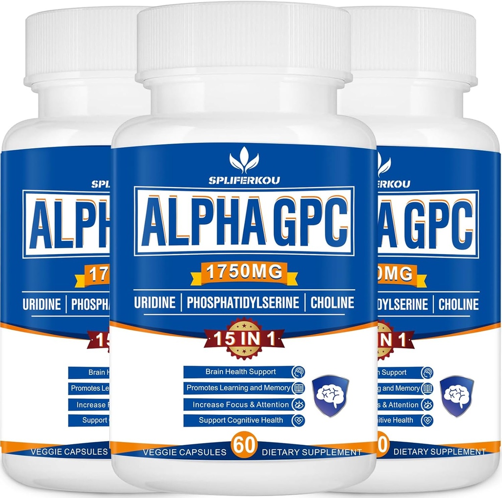 15in-1 PHosphatidylserine、Uridine、L-Theanine、ライオンのマニッシュルーム、180カプセルが付いているアルファGPCの補足