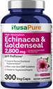 NusaPure Echinacea ゴールデンシール 200mg, (エキストラ 10:1, 2,000mg に相当), 200mg, (エキストラ 4:1, 800mg に相当) - 2800mg 300 Veggie キャップ (ベジタリアン, GMO, ビーガン)