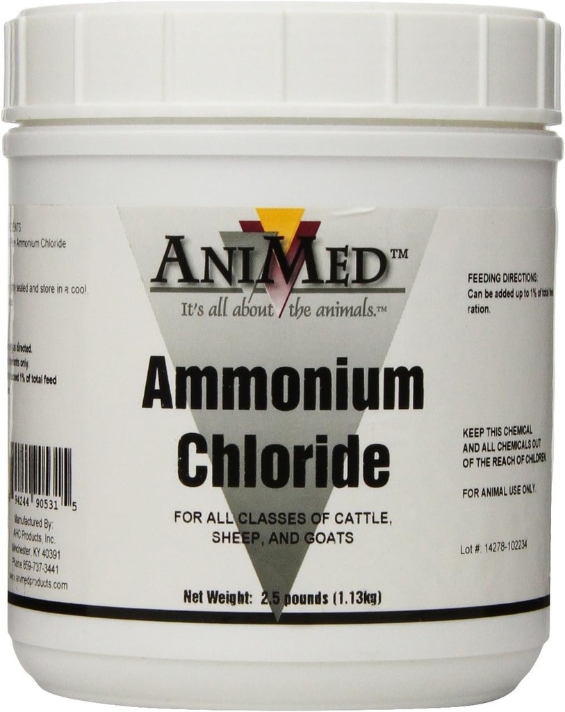 AniMed Powder 99.9-Percent Ammonium Chloride for Horses Dogs Cats Cows Sheep and Goats, 2.5-Pound…