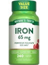 Nature's Truth Ironは65mg | 240カウント | 325mgの鉄硫酸塩 | ヴィーガン、非GMO&グルテンフリーサプリメント