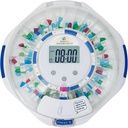 SenyerKare 28-Day アラーム&アルツハイマーのケア、薬用オーガナイザー w/EasyRead LCD ディスプレイ、サウンド&ライト&薬用キーアラート、ビタミン、サプリメント、クリア 蓋