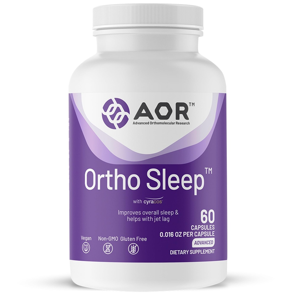 AOR, Ortho Sleep, 全体の睡眠を改善 & ジェットラグとヘルプ, GABAと自然なサプリメント, メラトニン, L-テアニン, ビーガン, 30 サービング (60 カプセル)