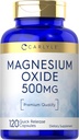 キャリールマグネシウム酸化物500mg | 120カプセル | プレミアム品質 | 非GMOとグルテンフリーサプリメント