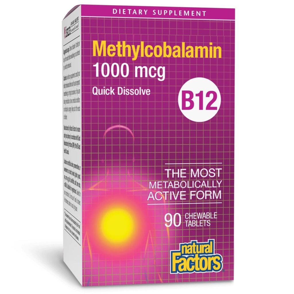 自然な要因、ビタミンB12のMethylcobalamin 1000のmcg、エネルギーおよび免疫の健康、菜食主義者のグルテンフリー、90のタブレット(90のサービング)のためのChewableサポート