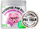 天然消化酵素と犬のためのLEGITPETプロバイオティクス+アレルギー&イッチリリーフ120ソフト咀嚼とPaw Balm Wax Soother&天然ココナッツオイル2ozバンドル付き保湿クリーム