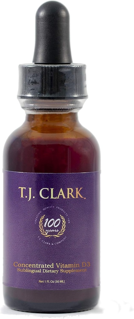 液体ビタミンD3 125mcg / 5,000 IU、1 fl。 oz。 濃縮サブリンガルサプリメント、TJクラーク、ガラスドロッパー