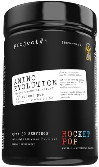 プロジェクト#1のAminoEVolution:筋肉サポート及び回復- BCAAs、EAAs、Electrolytes及びKetoの友好的なエネルギー ブースト-人及び女性のための前及びポストのワークアウトの粉-RocketPopの味- 30のサービング