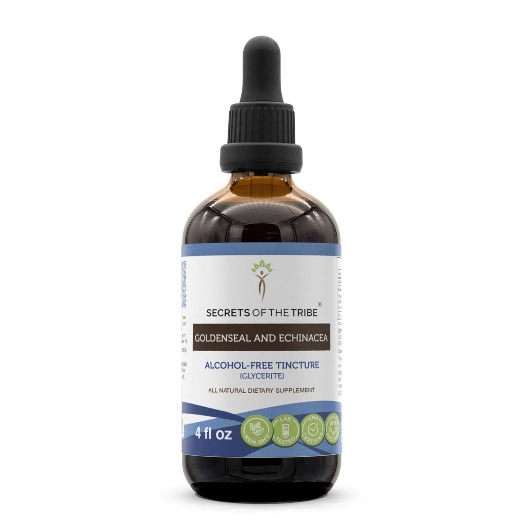 TribeゴールデンシールとEchinaceaアルコールフリー液体エキス、ハーブ(Echinacea Root(Echinacea Purpurea)、Goldenseal Root(Hydrastis Canadensis)の秘密)チンキ剤(FL OZ)